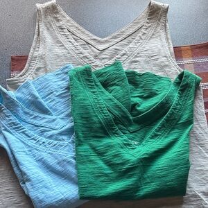 Chico's V-Neck Tank Tops - Cream, Blue, Green